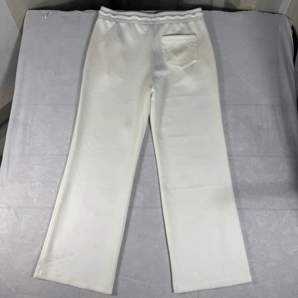 NWT True Religion Mens Sweatpants Off-White Straight Leg Comfy Relaxed Fit Large
